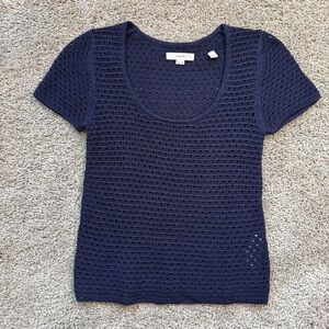 Vince Textured Scoop Neck Sweater Navy XXS